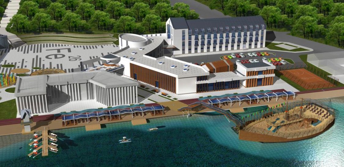 Строительство гостиницы позволит создать более 100 новых рабочих мест. На территории будет большой конференц-зал, стилизованный ресторан и зона отдыха в виде корабля.