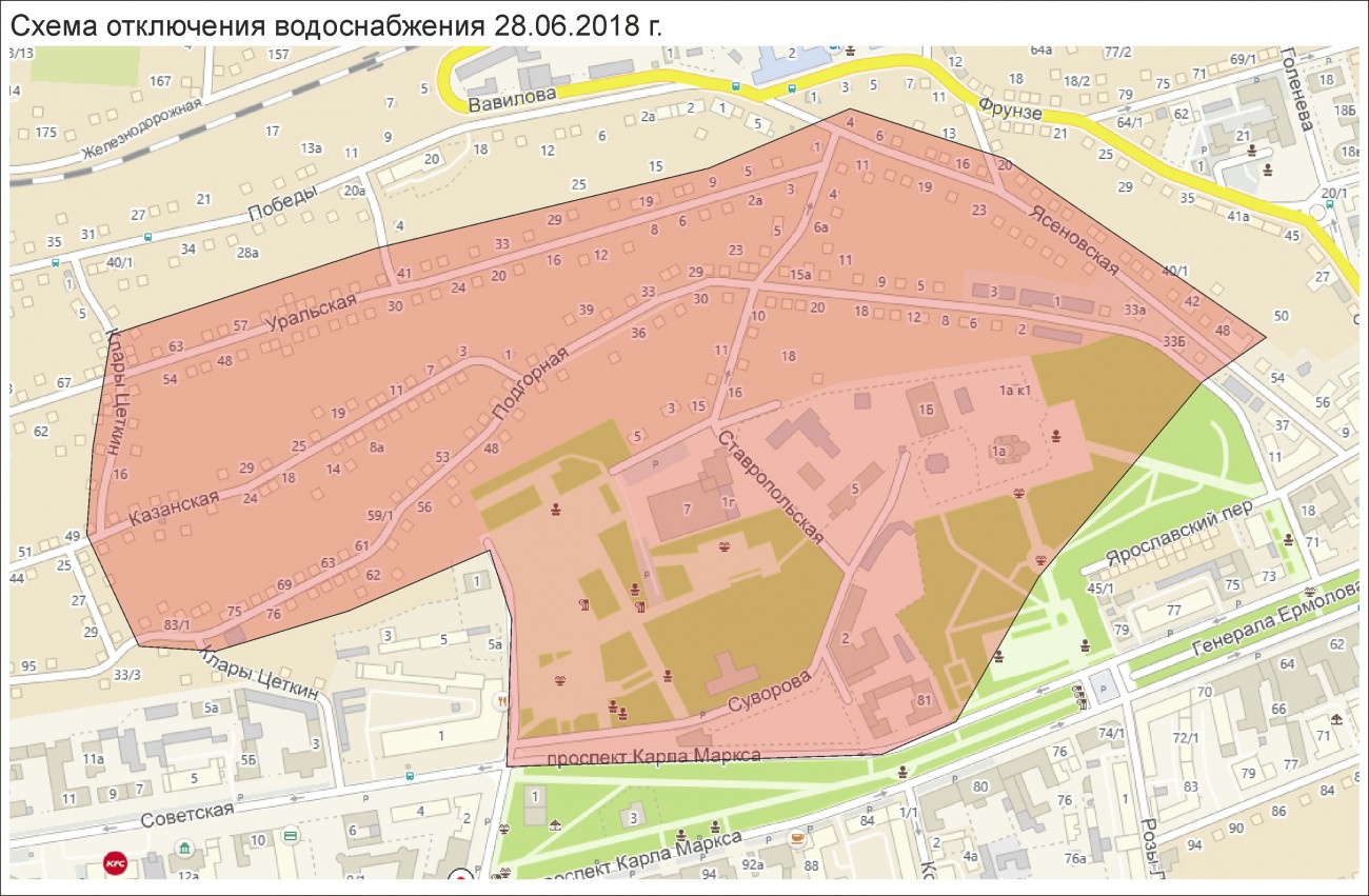Крепостная гора ставрополь карта