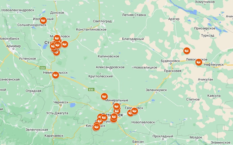 Самые аварийные участки отметили на карте Ставрополья